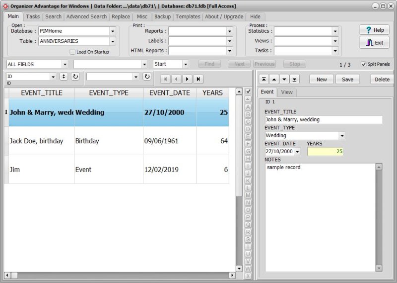 PIM Management Software for Windows PCs Anniversaries
